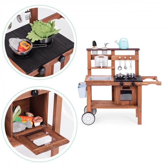 Cucina da giardino per bambini ECOTOYS con accessori in legno di abete