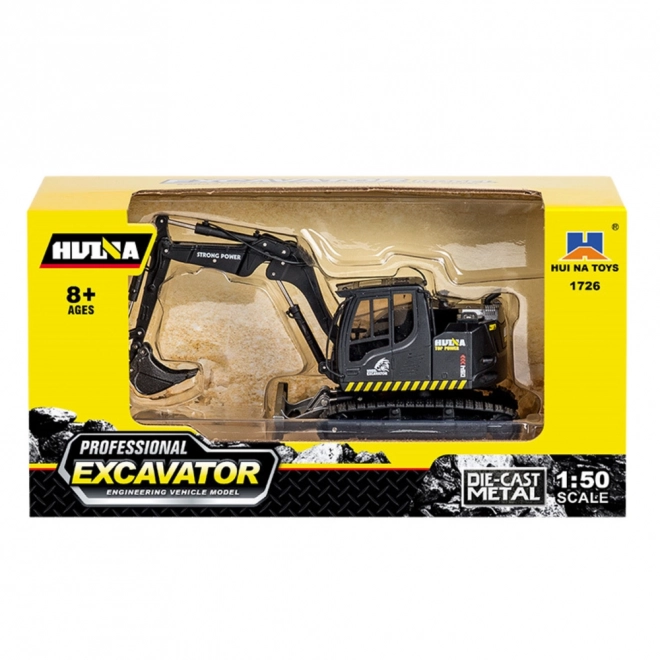 Escavatore cingolato in metallo con bulldozer Huina nero 1:50