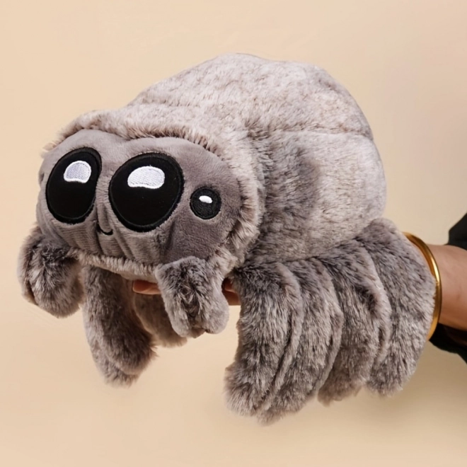 Ragno Peluche Morbido Grigio 18cm