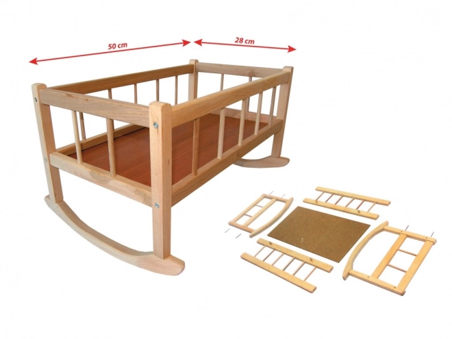 Culla in legno per bambole 50 x 28 cm