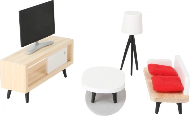 Set completo di mobili in stile scandinavo per bambole