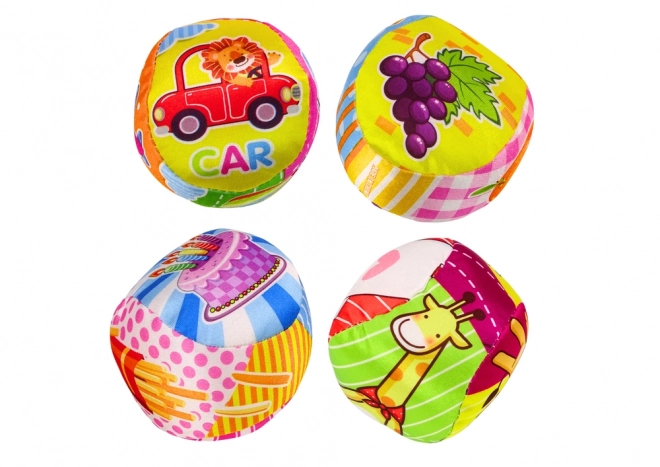 Palline Morbide Colorate Educative con Sonaglio Set 4 Pezzi