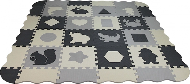 Puzzle in schiuma Animali e forme grigio-crema