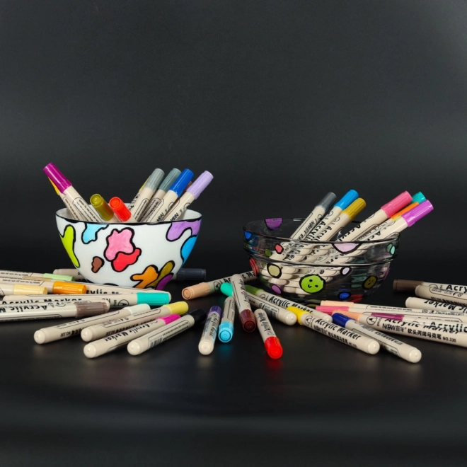 Marker acrilici impermeabili per tessuti e pietre, set di 48 pezzi