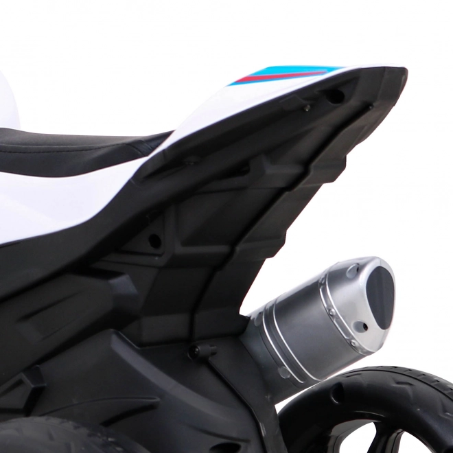 Moto elettrico per bambini BMW HP4 Bianco con 3 ruote, LED e USB MP3