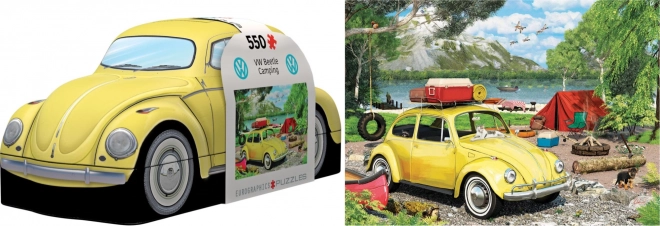 Puzzle in scatola di metallo Volkswagen Beetle al campeggio 550 pezzi