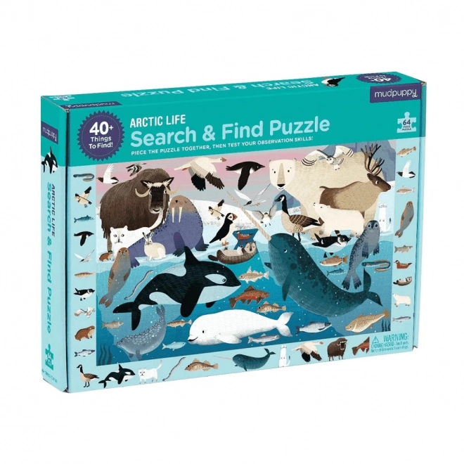 Puzzle Mudpuppy cerca e trova Vita nell'Artico 64 pezzi