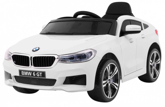 BMW 6 GT Auto bianco a batteria + telecomando + avvio lento + EVA + cinture + LED MP3