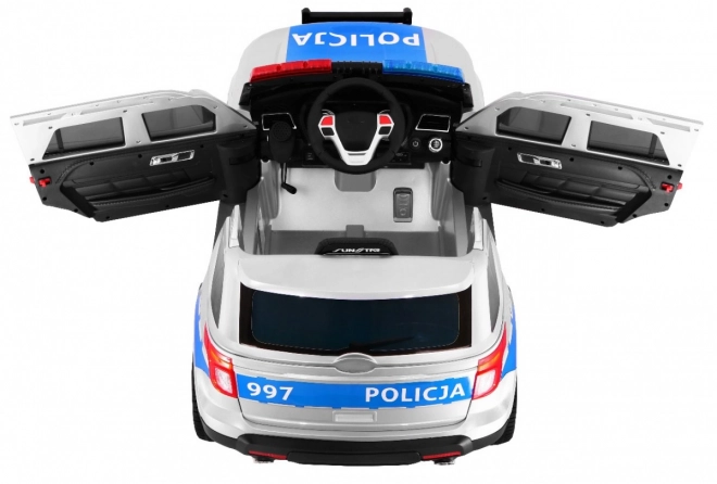 Auto della polizia SUV per bambini a batteria + sirene + luci + megafono + telecomando + avvio lento + EVA + adesivi
