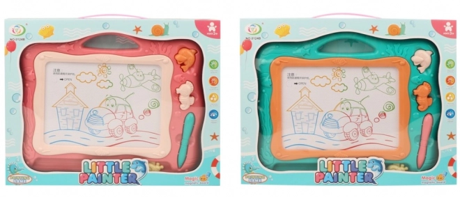 Lavagna magnetica da disegno per bambini con penna e timbri