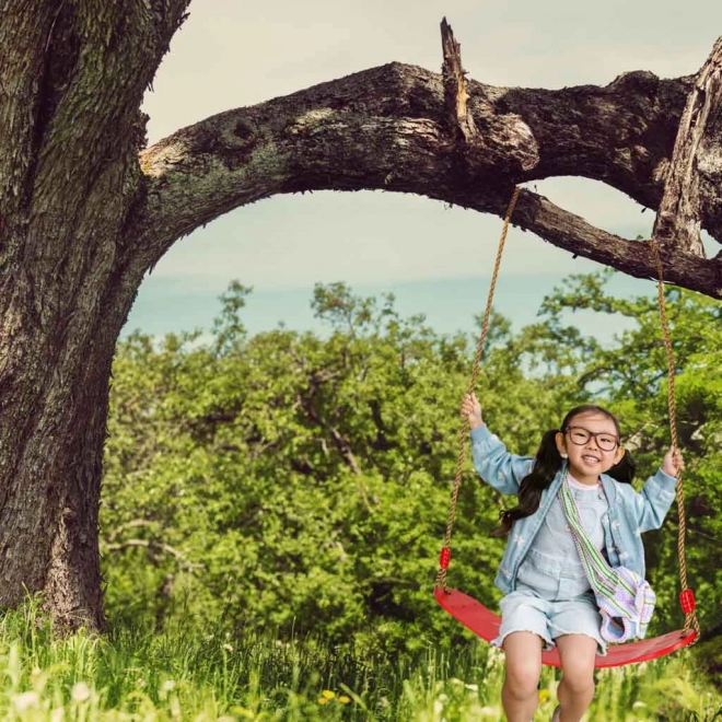 Altalena da giardino per bambini piatta e resistente rossa