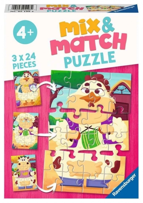 Ravensburger puzzle mix&match: i miei amici della fattoria 3x24 pezzi