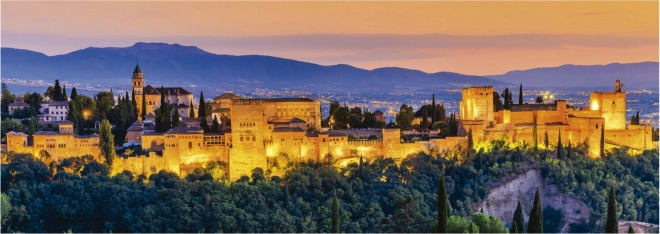 Puzzle panoramico tramonto in Spagna: Alhambra, Granada 1000 pezzi