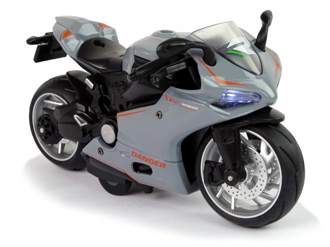 Motociclo Sportivo Grigio con Strisce Arancioni