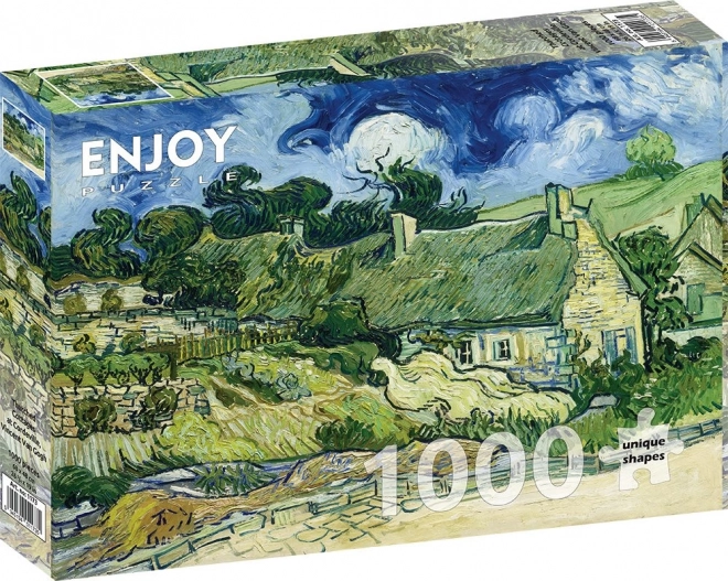 Puzzle Vincent Van Gogh: Cottage con Tetti di Paglia a Cordeville 1000 Pezzi