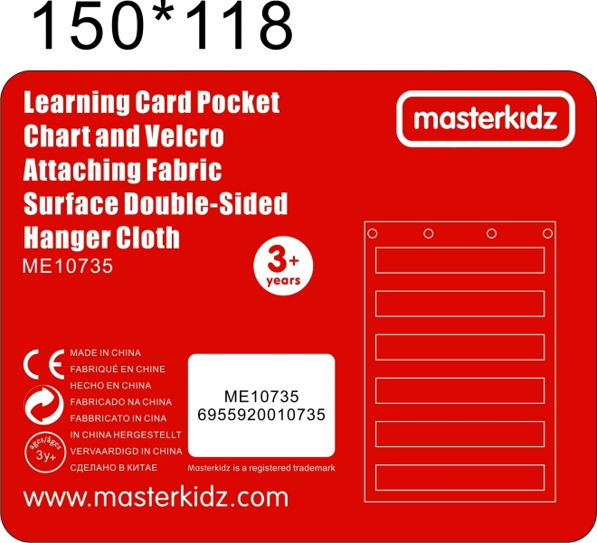 Lavagna rossa con tasche per schede e immagini Masterkidz