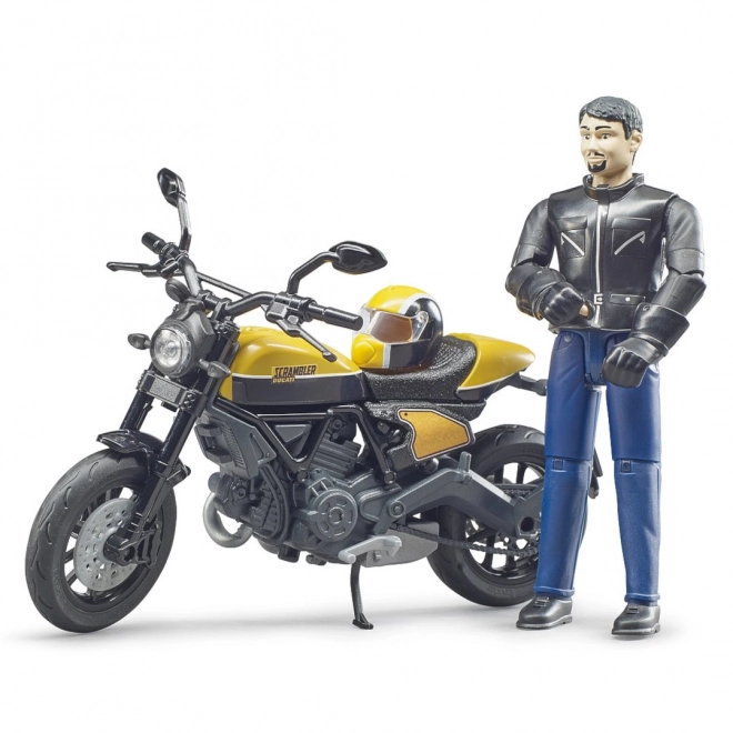 Motocicletta Ducati Scrambler con pilota