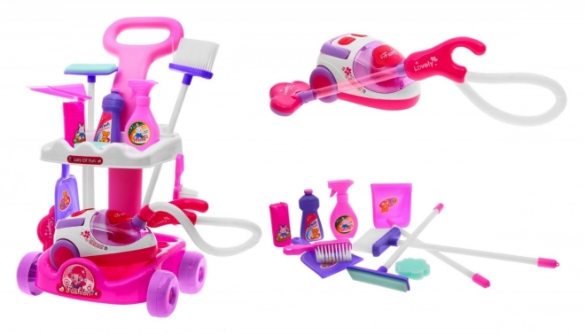 Carrello di Pulizia per Bambini 3+ con Aspirapolvere Interattivo e Accessori