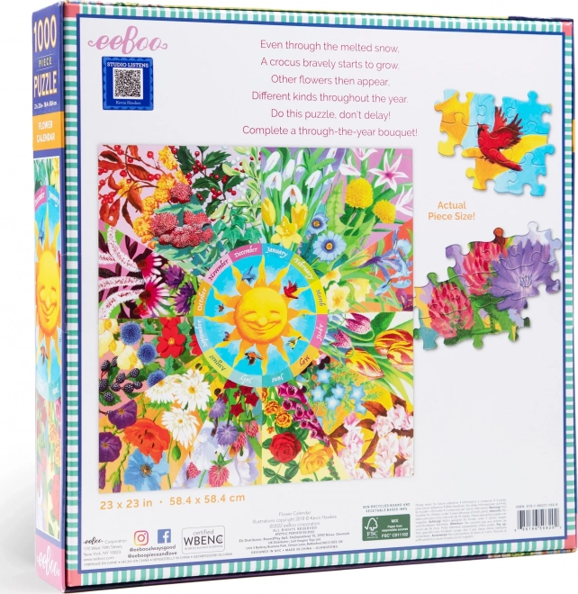 Puzzle Quadrato Calendario dei Fiori 1000 Pezzi