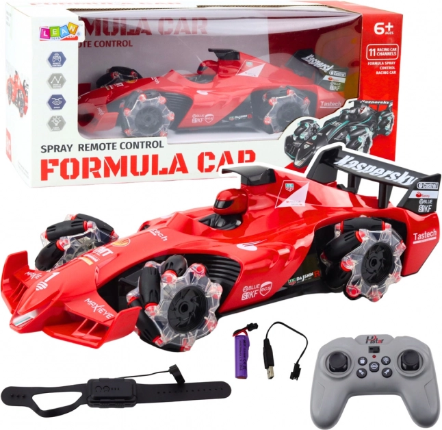 Auto da corsa telecomandato con effetti fumogeni rosso