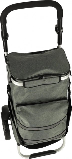 Carrello della spesa grigio su ruote