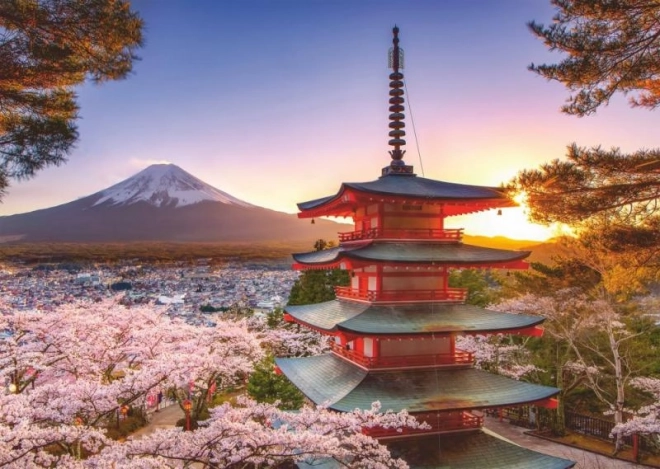 Puzzle Monte Fuji e ciliegi in fiore 1000 pezzi