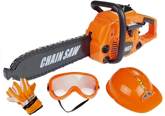 Set Costruzioni Per Bambini Con Sega, Guanti, Casco E Occhiali
