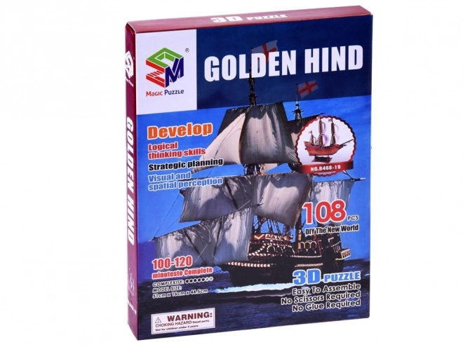 Puzzle 3D galeone Golden Hind