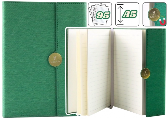 Notes su tela con chiusura magnetica A5 verde