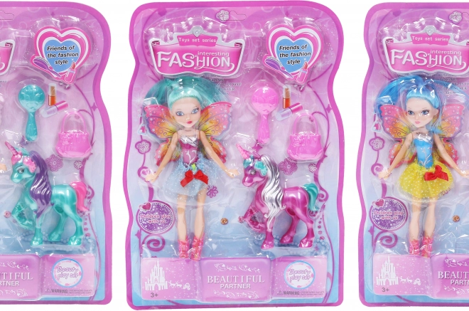 Bambola fata con unicorno 21 cm