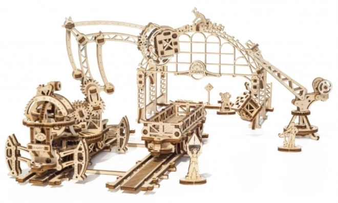 Ugears puzzle meccanico 3D della città meccanica, stazione ferroviaria