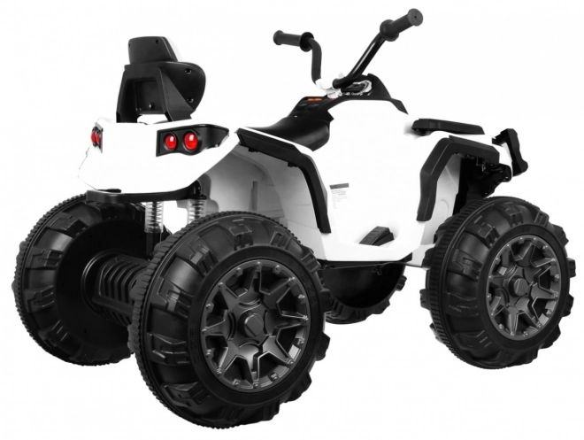 Quad elettrico per bambini bianco + ruote EVA + radio MP3 + LED + avvio lento
