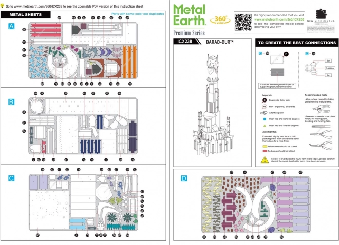 Puzzle 3D Metallo Terra di Mezzo: Barad-dûr