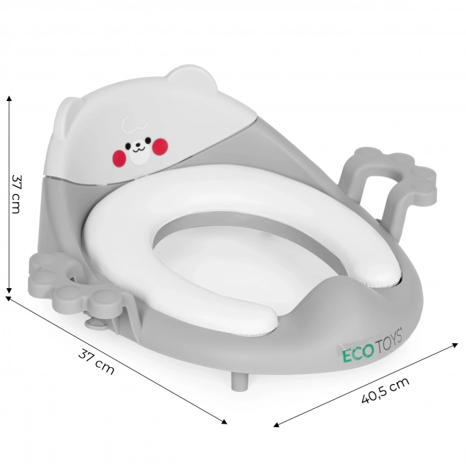 Sedile WC per bambini con maniglie, cuscino morbido, grigio, ECOTOYS