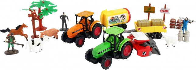 Set fattoria con trattori e animaletti