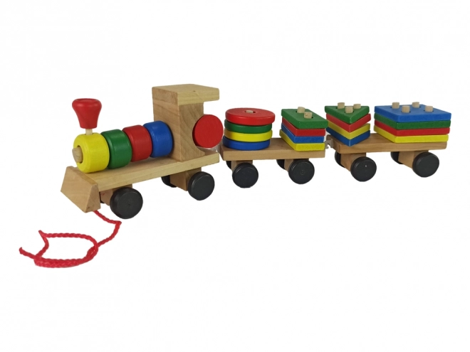 Locomotiva del treno in legno con 2 vagoni rimovibili