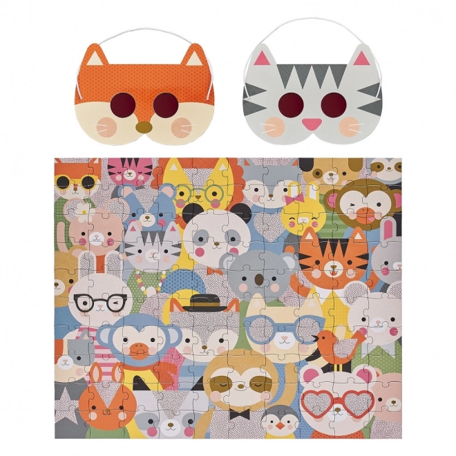 Puzzle con Animali in 3D con Occhiali - 100 Pezzi