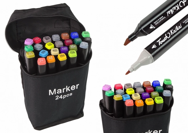 Set di 24 Marker Alcolici a Doppia Punta con Borsa