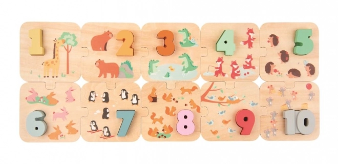 Puzzle in legno con animali - metodo Montessori per l'apprendimento numerico