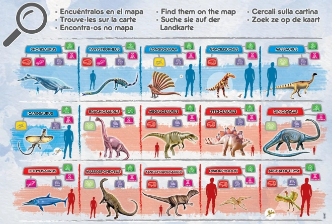 Puzzle Mappa Del Mondo Con Dinosauri 150 Pezzi