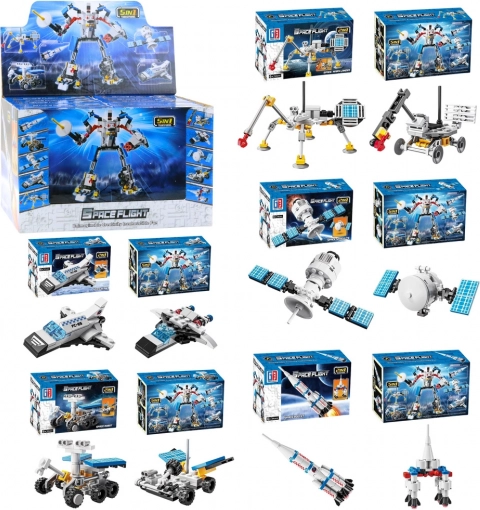 Set di costruzione Spazio 2in1 – razzi, antenne e robot (44–54 pezzi)