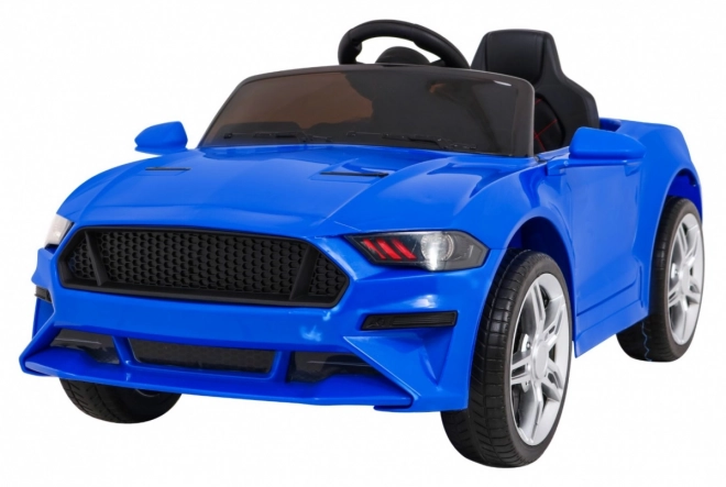 GT Macchina sportiva giocattolo a batteria per bambini blu + telecomando + partenza lenta + portapacchi + LED MP3
