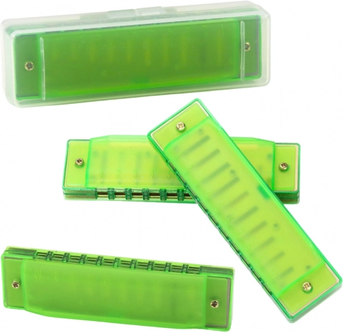 Armonica a bocca diatonica verde per bambini e principianti con custodia