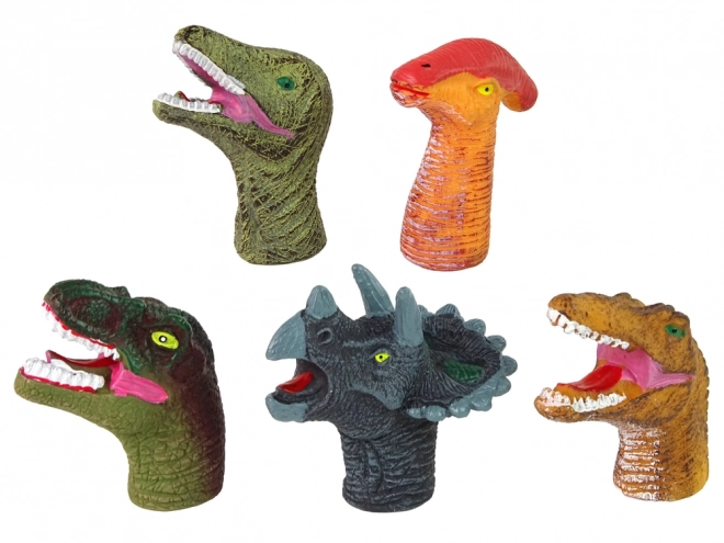 Burattini a dito dinosauri colorati set 5 pezzi