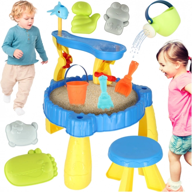 Tavolo da gioco per bambini con sabbiera e fontana 2 in 1
