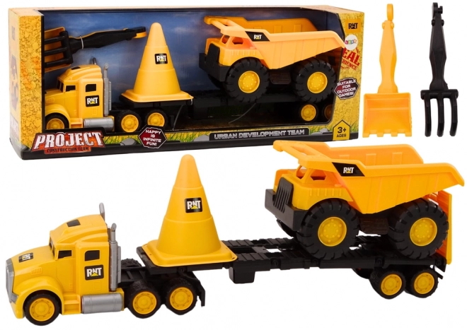 Set di macchine da costruzione camion ribaltabile giallo