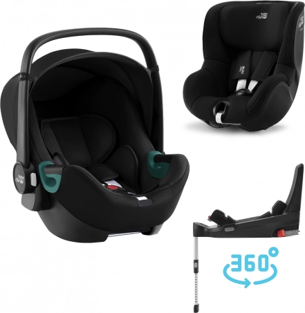 Set di seggiolini auto BRITAX RÖMER Baby-Safe 3 i-Size + Dualfix 3 i-Size con base Flex Base 5Z, Space Black