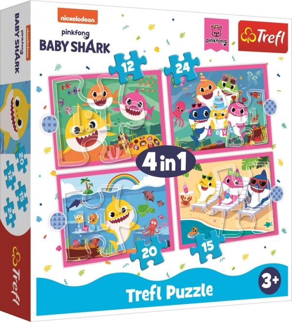 Puzzle TREFL Baby Shark Famiglia 4 in 1