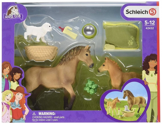 Set Cavalli e Puledro con Cagnolino e Accessori Schleich Horse Club