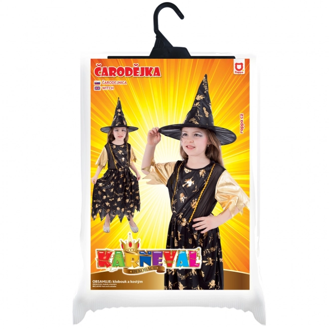 Costume da strega per bambine in nero e oro